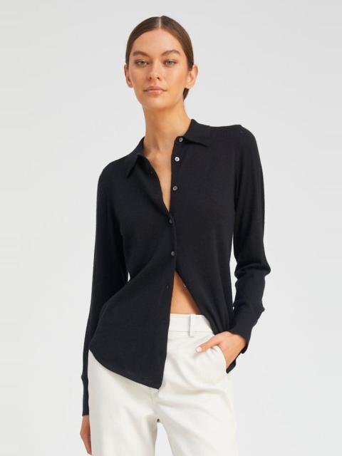 SPRWMN BLACK CASHMERE FONDA BUTTON DOWN