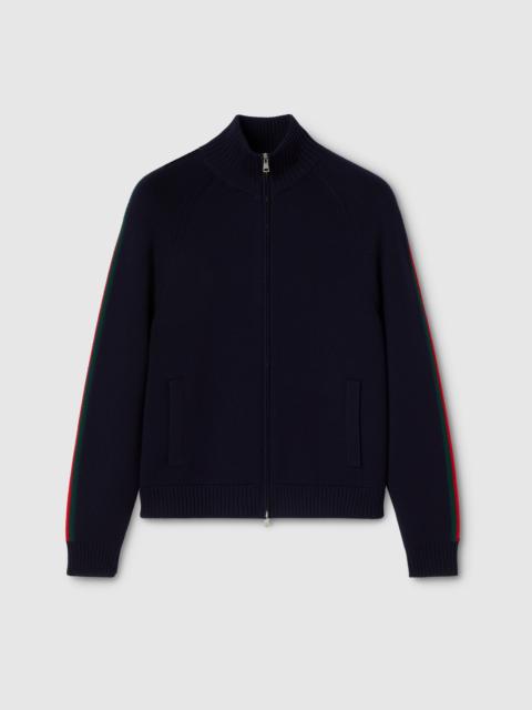 GUCCI Woven stitch knit wool zip jacket