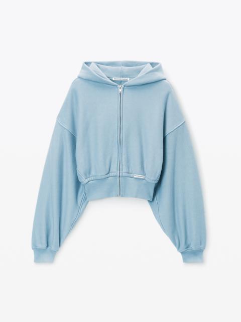 Alexander Wang Light Blue Cropped Zip-Up Hoodie