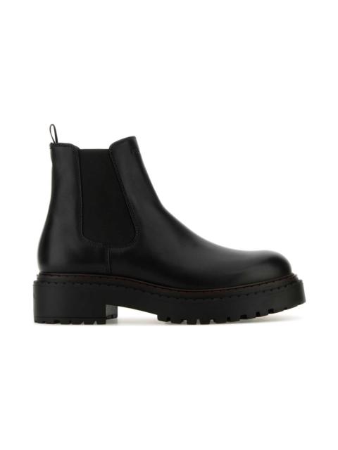 Prada Black Leather Ankle Boots