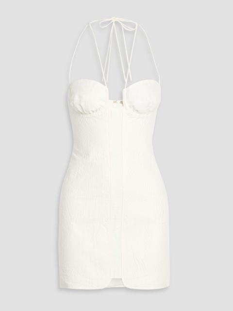 Cult Gaia Tia quilted linen-blend halterneck mini dress