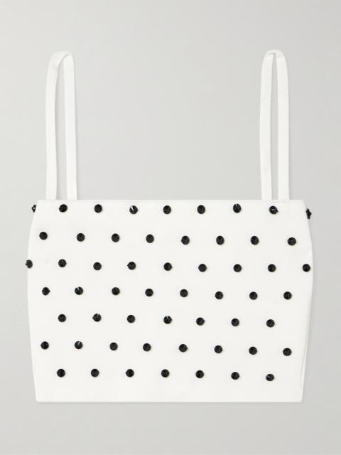 CAROLINA HERRERA Cropped Crystal-embellished Knitted Top