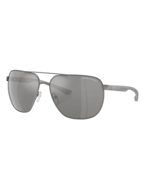 Other Designers Armani Exchange Grey Mirror Silver Navigator Men's Sunglasses AX2047S 6003Z3 63