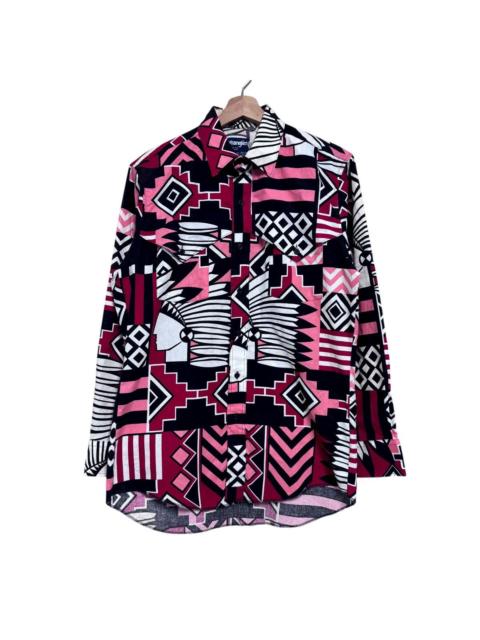 Other Designers Vintage Wrangler Red Native Aztec Cowboy Western Shirt