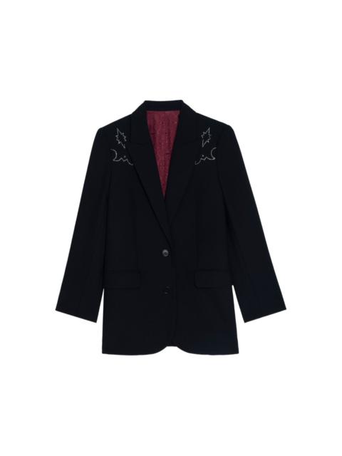 embroidered-detail blazer