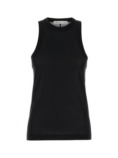 Carven Black silk tank top