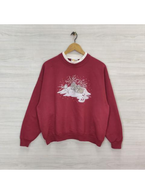 Other Designers Vintage - Vtg 90s Morning Sun Rabbit Bird Bunny Sweater