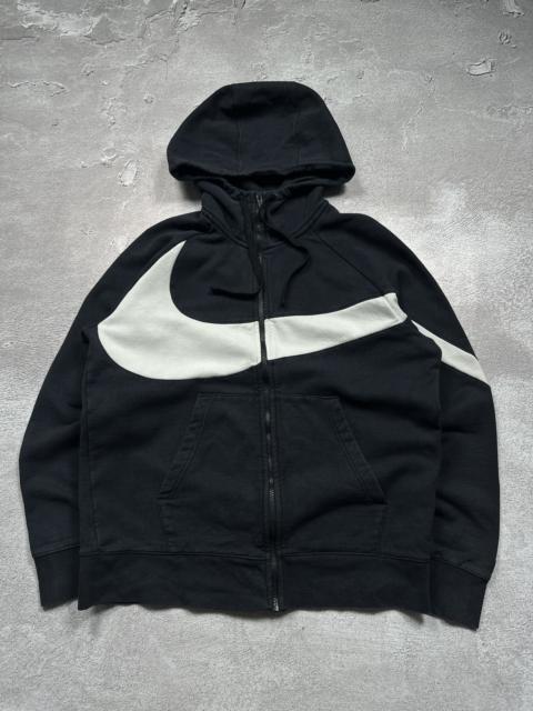 Nike Rare Nike Big Logo Swoosh Drill Style Zip Hoodie Size L