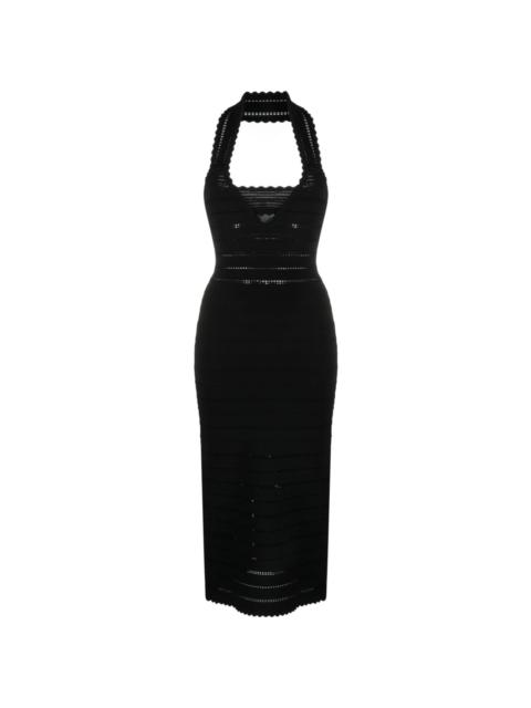 open-knit halterneck midi dress