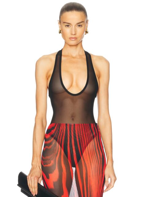 David Koma Powernet U Shape Neckline Bodysuit