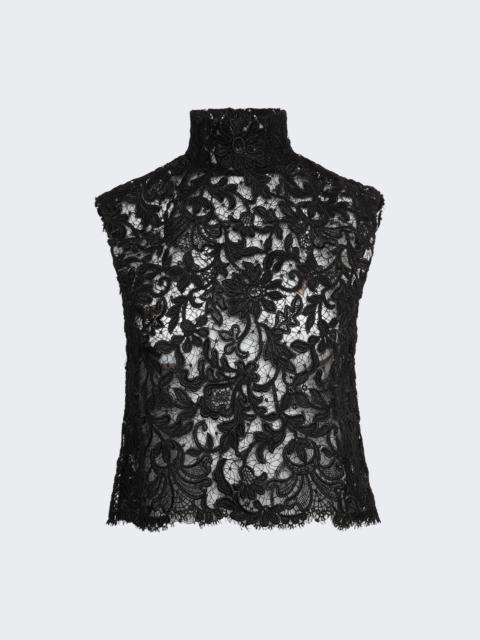 SAINT LAURENT Floral Guipure Lace Top Black