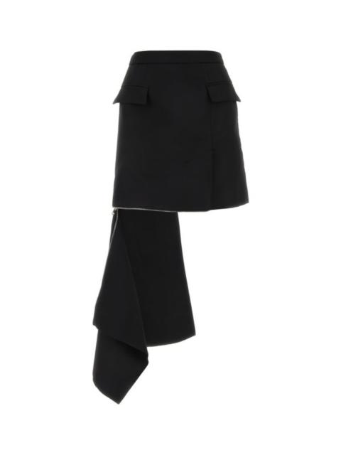 Alexander Mcqueen Woman Black Wool Mini Skirt