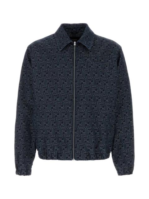 FENDI Embroidered Denim Bomber Jacket