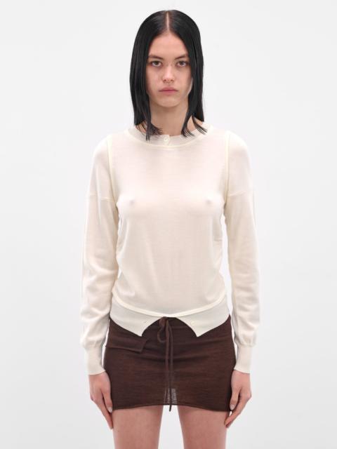 AYA MUSE White Double Long Sleeve Sweater