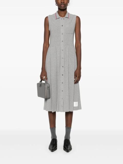 THOM BROWNE - Women Sleeveless Pleated Bottom Polo Dress