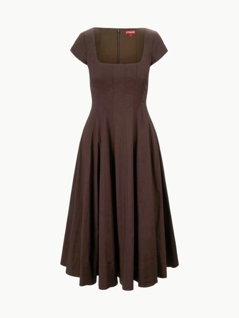 STAUD STAUD SHORT SLEEVE WELLS DRESS EARTH