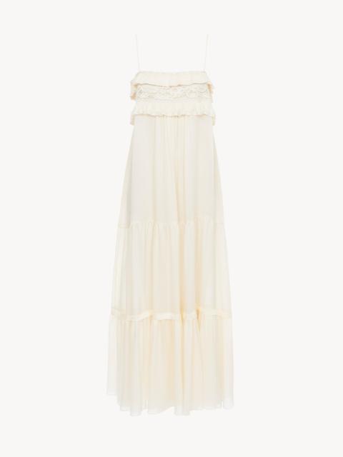 Chloé SLEEVELESS LONG DRESS IN SILK CHARMEUSE