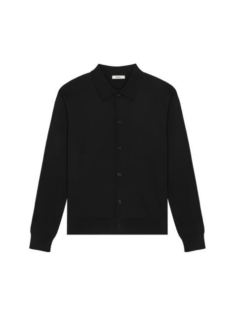 PANGAIA Mens DNA Knitted Collared Shirt - Black