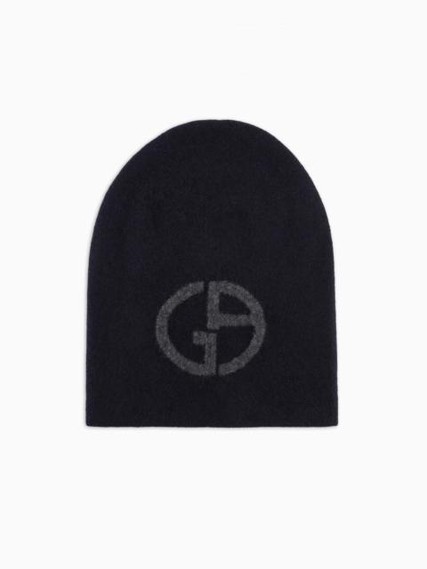 GIORGIO ARMANI Cashmere jacquard logo beanie