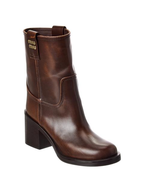 Miu Miu Miu Miu Block Leather Bootie
