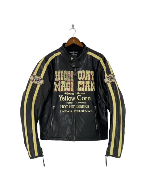 Other Designers Leather Jacket - Vintage Yellow Corn Leather Jacket Highway Magician Japan