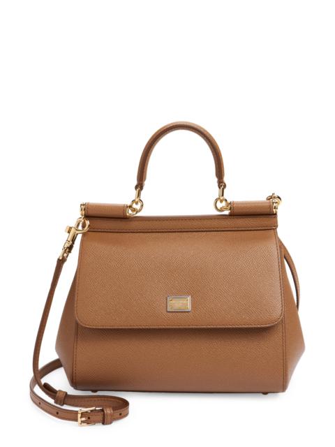 Dolce & Gabbana Dolce&Gabbana Medium Sicily Leather Top Handle Bag in 8M417 Caramel at Nordstrom