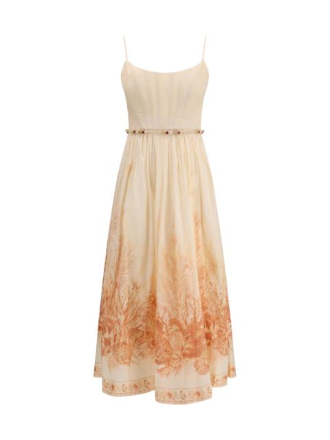 Zimmermann Zimmermann Wanderlust Corset Midi Dress Coral Toile