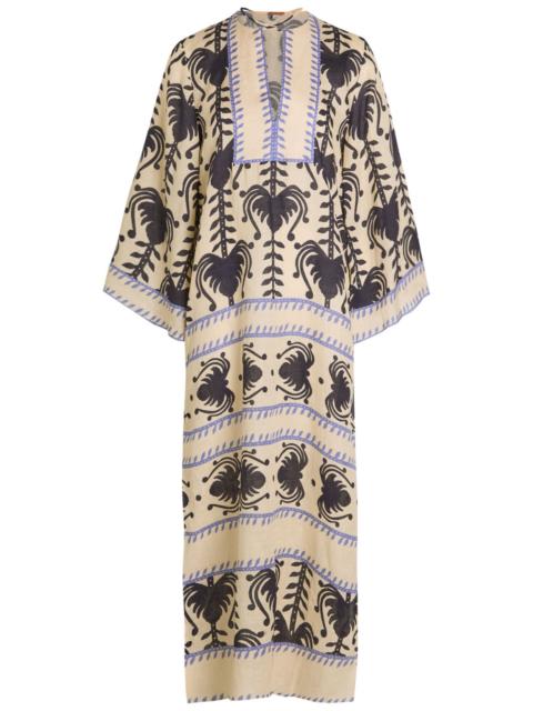 Johanna Ortiz Johanna Ortiz Savannah Patterned Linen Maxi Tunic Dress