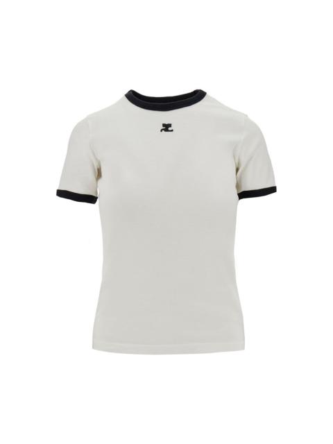 courrèges COTTON T-SHIRT WITH CONTRASTING TRIMS