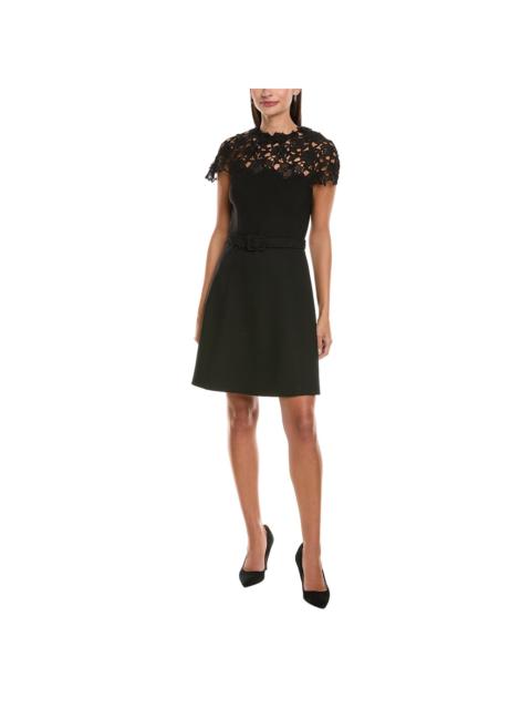 Oscar de la Renta Oscar de la Renta Silk-Trim Wool-Blend Mini Dress