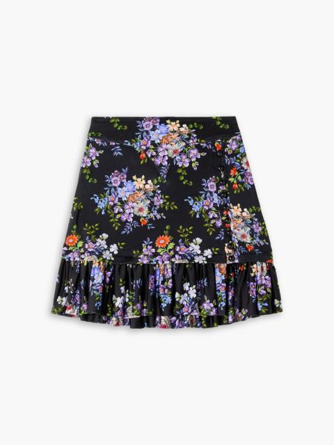 rabanne Ruffled floral-print stretch-jersey mini skirt