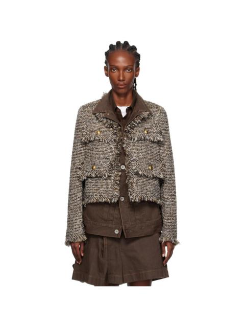 sacai Brown Tweed Denim Jacket