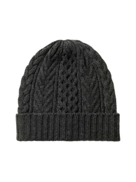 Johnstons of Elgin Aran Cable Grey Cashmere Beanie