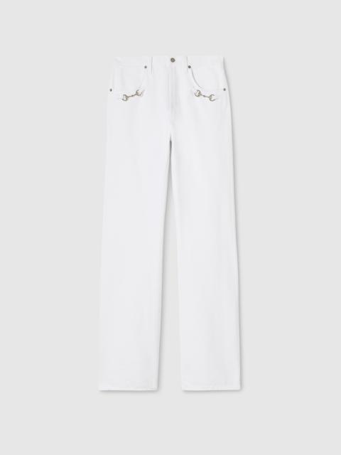 GUCCI Cotton denim pants with Horsebit detail