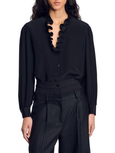 Sandro SANDRO Floaty silk shirt in Black at Nordstrom