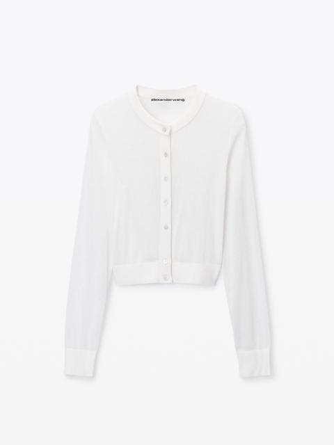 Alexander Wang Cropped Cardigan in Clear Bead Hotfix
