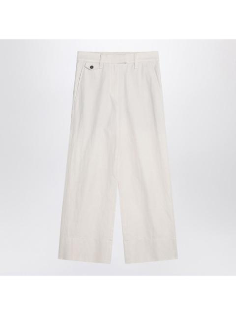 Brunello Cucinelli Ivory Trousers In Cotton And Linen Women