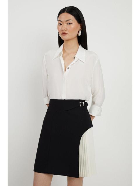 KAREN MILLEN Tailored Buckle Detail Pleated Mini Skirt