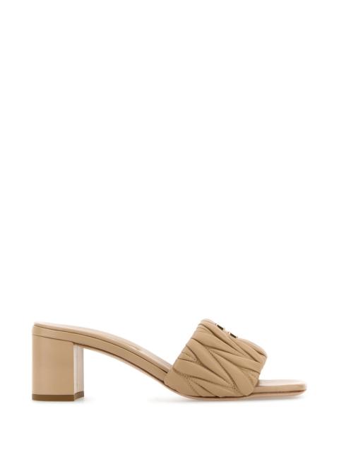 Miu Miu Miu Miu Women Beige Nappa Leather Mules