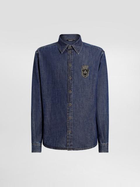 Dolce & Gabbana Denim shirt with heraldic emblem