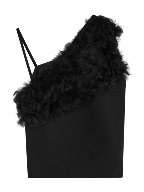 Toteme One-shoulder Shearling and Woven top