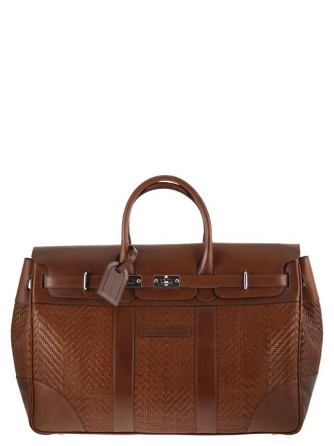 Brunello Cucinelli Brunello Cucinelli Men Country Bag In Woven Calfskin And Cowhide Leather