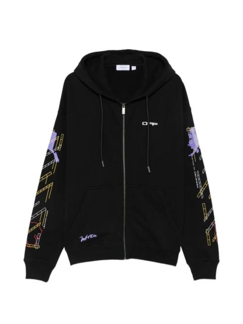 Off-White Off White Men `Archigeography Arrow Skate` Zip Hoodie