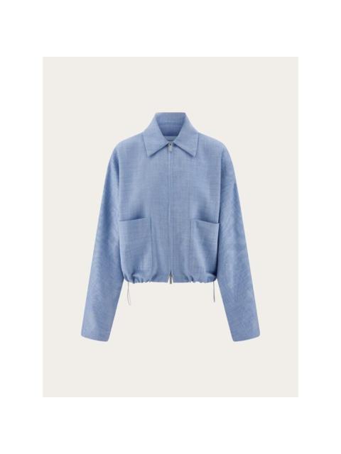 FERRAGAMO Ferragamo Light Blue Wool Silk Linen Jacket