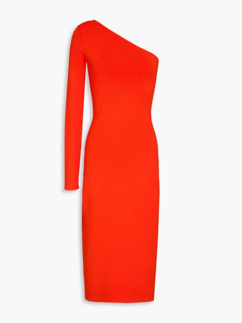 Victoria Beckham One-sleeve stretch-knit midi dress