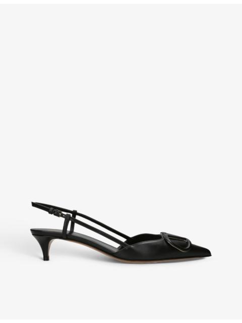 Valentino VLOGO 40 pointed-toe leather slingback courts
