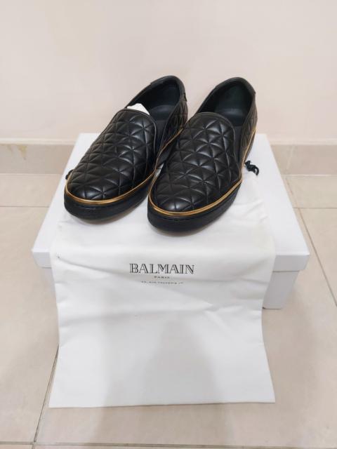 Balmain Black Quilted Leather Slip On Sneakers