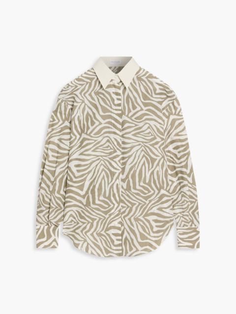 Brunello Cucinelli Printed cotton and silk-blend shirt
