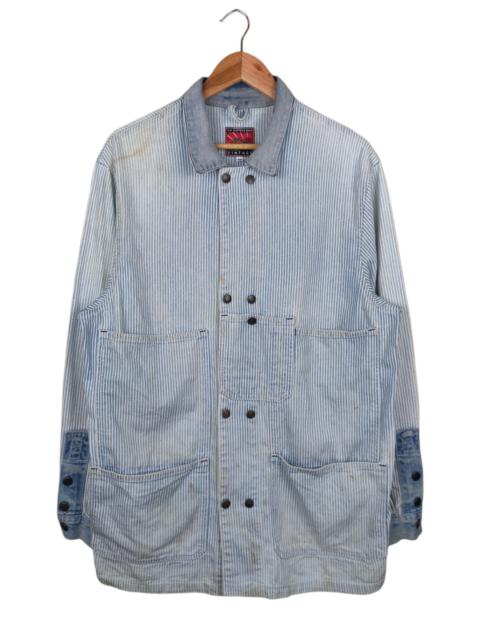 Other Designers Vintage - Vintage 80s Carter's Stripe Denim Coverall Work Jacket