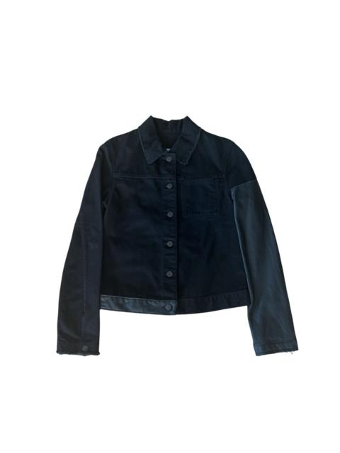SS03 Leather-Sleeve Denim Jacket